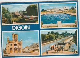 Delcampe - Saône Et Loire :  DIGOIN : Vues  Piscine, église, Pont Bateau....1976 - Digoin
