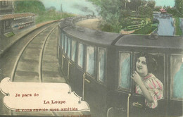 (XX) Carte Montage Gare Train Locomotive Voyageuse. Je Pars De LA LOUPE 28 En 1909 - La Loupe