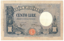100 LIRE BARBETTI GRANDE B AZZURRO TESTINA FASCIO 02/03/1931 BB/BB+ - Regno D'Italia – Other