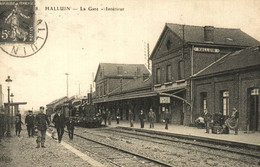 Delcampe - CARTE D'AUTREFOIS  TRANSPORTS ET COMMUNICATIONS  - PICARDIE  HALLUIN GARE - Picardie