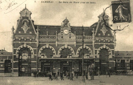 Delcampe - CARTE D'AUTREFOIS  TRANSPORTS ET COMMUNICATIONS  - PICARDIE  CAMBRAI GARE - Picardie
