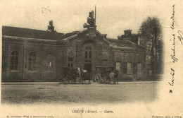 Delcampe - CARTE D'AUTREFOIS  TRANSPORTS ET COMMUNICATIONS  - PICARDIE  CREPY-EN-VALOIS GARE - Picardie