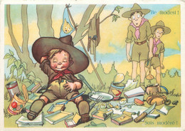 Delcampe - JAMBOREE LYRE 1947 (Scoutisme) - Carte Illustrée, Sois Modéré! - Pfadfinder-Bewegung