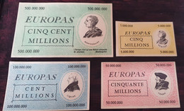 Série De 4 Billets Fantaisies (de Jeu ?)  Années 50 "Europas" - Specimen