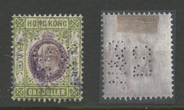 HONG KONG PERFINS - $1 With Perfin Of Hong Kong & Shanghai Bank - Other & Unclassified