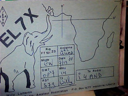 Delcampe - RADIO AMATEUR, QSL CARD LIBERIAN LIBERIA MONROVIA  ELEPHANT ELEFANTE 1988 IV1325 - Liberia