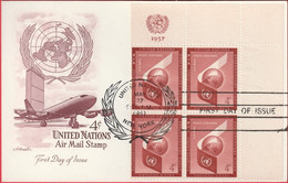 FDC - Carte - Nations Unies - (New-York) (1957) - Air Mail Stamp - Cartas