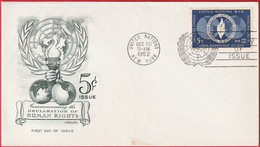 FDC - Enveloppe - Nations Unies - (New-York) (1952) - Commemorating Declaration Of Human Rights - Brieven En Documenten