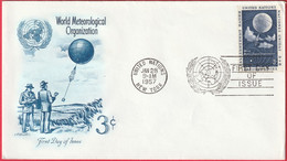 FDC - Enveloppe - Nations Unies - (New-York) (1957) - World Meterological Organization - Lettres & Documents