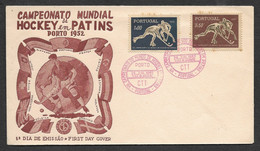 Portugal Championat Monde Hockey FDC 1952 Cachet Porto Hockey World Cup Porto Postmark FDC - Hockey (Veld)
