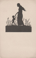 Delcampe - Mother With Child - Mere Avec Enfant - Silhouettes - Scherenschnitt - Silhouette