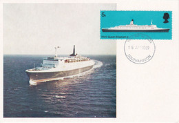 Carte Maximum Bateau Ship Brande Bretagne 1969 Paquebot Queen Elisabeth II - Cartas Máxima