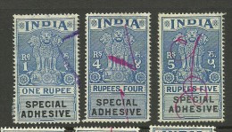 INDIA Special Adhesive Tax Steuermarken Revenue O - Timbres De Service