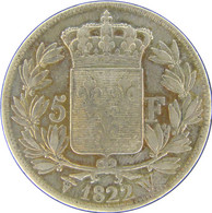 LaZooRo: France 5 Francs 1822 W XF - Silver - 5 Francs