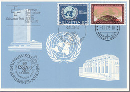 UNO GENF Blaue Karte Nr. 71, Essen 1.11.1978, Mit ZFr. Schweiz Und Stempel: Bern 5.11.1978 - Cartas