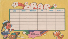 Romania - Orar Scolar - Vintage School Schedule - Calendar 1987 - Diploma & School Reports