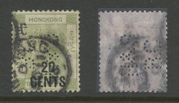 HONG KONG PERFINS -   20c On 10c QV Stamp With Perfin Of Hong Kong & Shanghai Bank. - Sonstige & Ohne Zuordnung