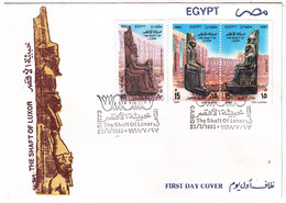 EGS30608 Egypt 1995 Illustrated FDC The Shaft Of Luxor - Statues Of The Gods Hathor, Atum, Amun, And Horemheb - Storia Postale