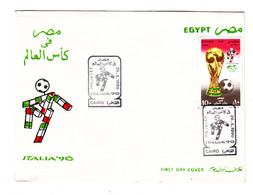 EGS30633 Egypt 1990 Illustrated FDC Football World Cup Soccer Championship Italy'90 - Brieven En Documenten