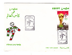 EGS30633 Egypt 1990 Illustrated FDC Football World Cup Soccer Championship Italy'90 - Storia Postale