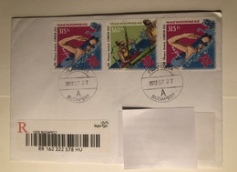 Delcampe - Hungary 2012 Olympic Games In London. Swimming. Rowing Really Posted FDC Sent To China By Register On Issue Day - FDC