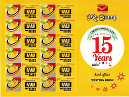 Delcampe - India 2016 WITHDRAWN ISSUE Western Union Sheet WRONG Map China Pakistan Full Sheet MNH (**) Inde Indien - Années Complètes