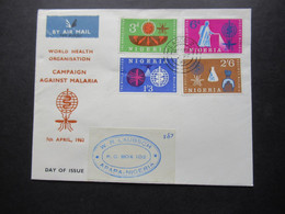 Nigeria FDC 1962 World Health Organisation Campaign Against Malaria By Air Mail Nach Apapa Nigeria Stempel Lagos 1 - Nigeria (1961-...)