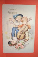 ENFANTS - HEUREUX  ANNIVERSAIRE - MUSICIENS - FLUTE  - VIOLONCELLE  - ( Roses ) - Dessins D'enfants