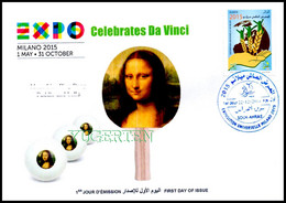 DZ 2014 FDC World Expo Milan 2015 Celebrates Da Vinci De Vinci Table Tennis Mona Lisa Joconde Gioconda Ping Pong - 2015 – Milán (Italia)