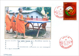 Delcampe - ALGERIJE - 2013 -  Philatelic Cover Drapeaux Flags Table Tennis  Buddhism Ping Pong Monks Buddhist China - Briefe