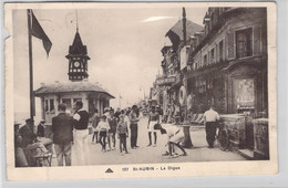 CP - 14 - ST AUBIN - LA DIGUE - Nombreux Passants Et Commerces - Voir Scan Légèrement Arrachée Sur Coté - Saint Aubin