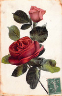 CPA - FLEURS - 2 Belles Roses Rouges - 1913 - Flowers