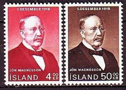 1968. Iceland. Portrait Of Jon Magnusson (former Prime Minister). MNH. Mi. Nr. 424-25 - Ungebraucht