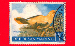 SAN MARINO - Usato - 1960 - Fauna Avicola - 2ª Emissione -  Uccelli - Birds - 1 L. • Rigognolo - Gebruikt