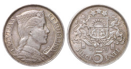 1929 Latvia Coin Silver Coinage Rare 5 Lati KM# 9 #LV2214 - Latvia