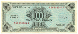 1000 LIRE OCCUPAZIONE AMERICANA IN ITALIA BILINGUE FLC A-A 1943 A BB/SPL - Occupazione Alleata Seconda Guerra Mondiale