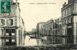 Angers * Inondations 1910 * La Rue Thiers * Crue Catastrophe * Café De La Marine - Angers