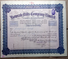 INDIA 1950 HOWRAH MILLS COMPANY LIMITED, SHARE CERTIFICATE - Textile