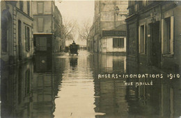 Angers * Carte Photo * Inondations 1910 * La Rue Maillé * Attelage * Crue Catastrophe - Angers