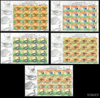 India 2006 Threatened Birds Mixed Sheetlet, Complete Set Of 5 Sheetlets MNH As Per Scan - Sparrows