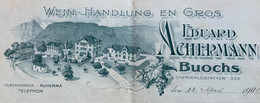 BUOCHS- SUISSE - WEIN - VINI - EDUARD ACHERMANN - LETTERA AUTOGRAFA DEL 11 APRILE 1901 - Suisse