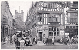 A18270 - ST. WERBURGH STREET CHESTER VINTAGE CAR VALENTINE'S POST CARD UNUSED - Chester