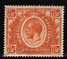 Kenya & Uganda/ Ouganda 1922-1927 Yvert 16, King George V,  7s 50c Orange - MNH - Kenya & Uganda