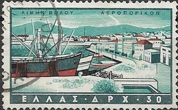 GREECE 1958 Air. Greek Ports - 30d. Volos (Thessaly) FU - Used Stamps