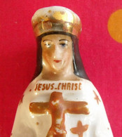 Statuette Notre-Dame De Pont-Main. Faïence Peinte. Hauteur 17 Cm - Art Religieux