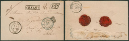 Env. Non Affranchie + Cachet Dateur Liège (1862) + Griffe CHARGE En PP > Paris + Passage "Belg. 2. Erquelinnes" - Correo Rural