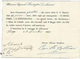 GRANDUCATO DI TOSCANA RICEVUTA PER 4 FRANCESCONI  FIRENZE 1852 - Italia