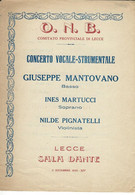 OPERA NAZIONALE BALILLA SALA DANTE LECCE PROGRAMMA CONCERTO VOCALE STRUMENTALE 1935 - Programs