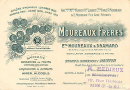 Delcampe - 93 - PANTIN - DITSILLATION, CONSERVES De FRUITS - "MOUREAUX Frères" -CARTE PUB COMMERCIALE ANCIENNE (9 X 14 Cm) - Pantin