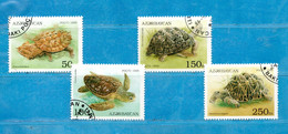 Delcampe - (34) AZERBAIDJAN °- 1995 - Les TORTUES - TARTARUGHE. Yvert. 215 à 218.  Sans Le 219.  OBLITERE. - Aserbaidschan